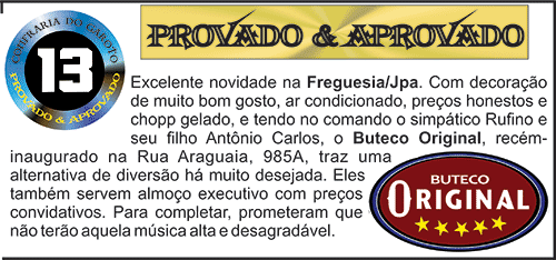 provado e aprovado 5 buteco original freguesia jpa